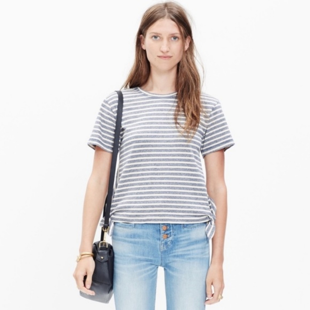 Madewell Striped Side Tie Short Sleeve Top